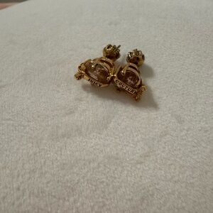 Juicy Couture Light Pink Gem with Gold Banner Earrings